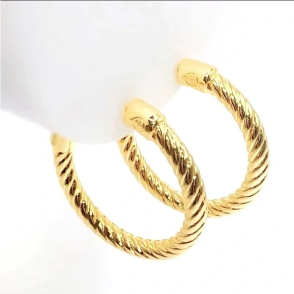 Tory Burch Gold Torsad Hoop Earrings. NWOT - Picture 2 of 10